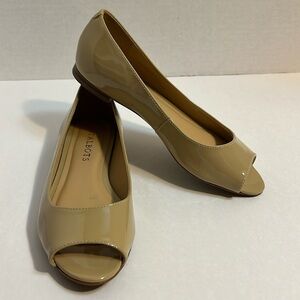 Talbots Patent Leather Open Toe Flats Size 5.5